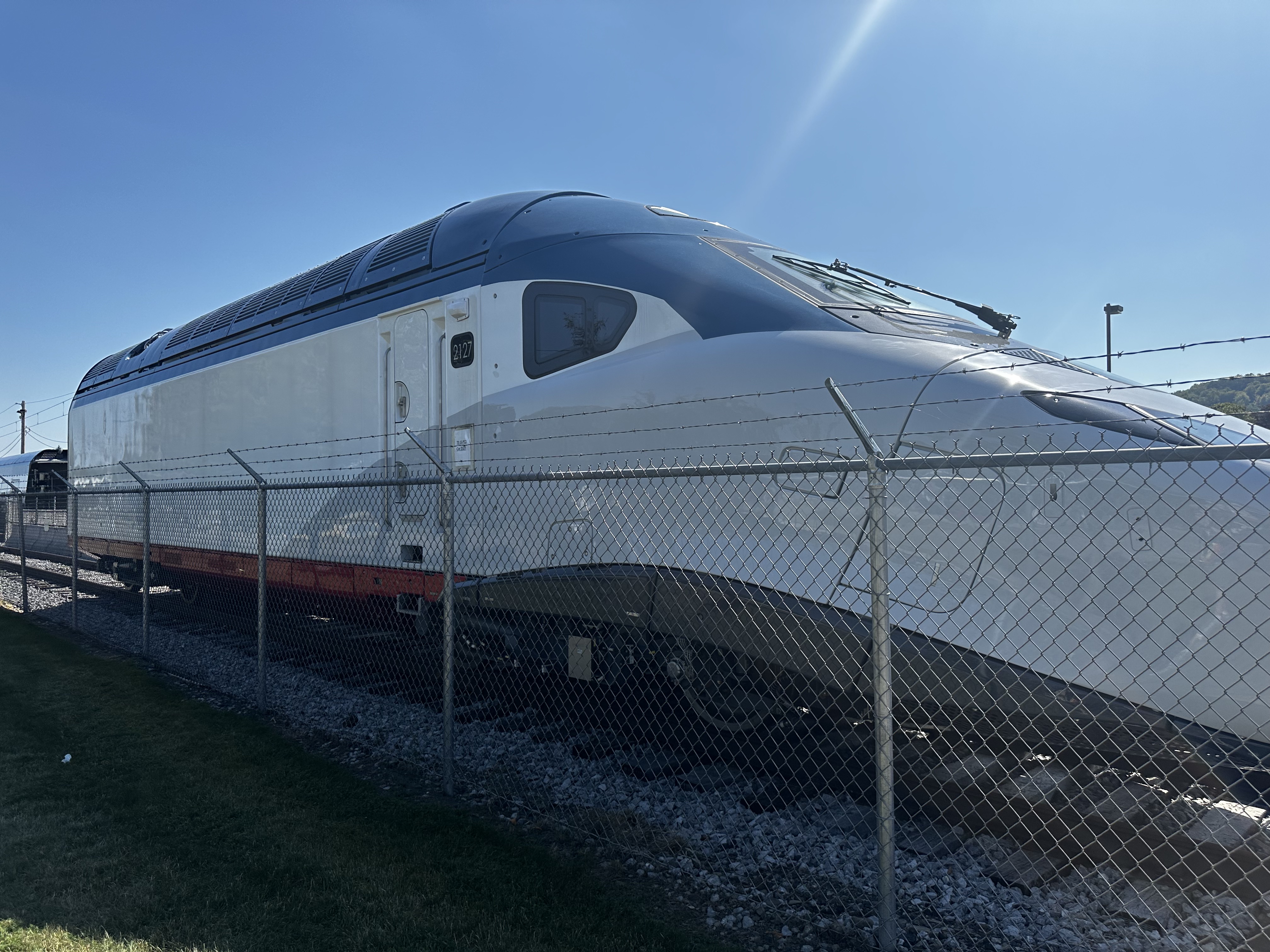 An under-construction Amtrak Acela 2 Power Car sits at the manufacturing plant in Hornell, NY.