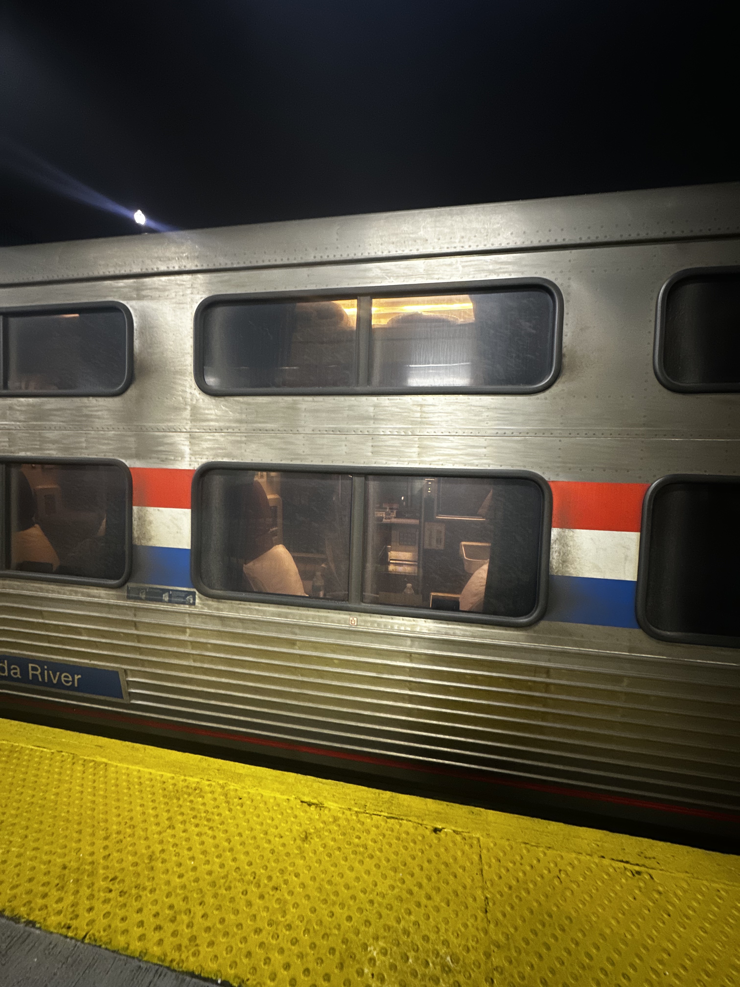 The Viewliner 2 traincar's Roomette, as seen from the platform in New York Penn Station.