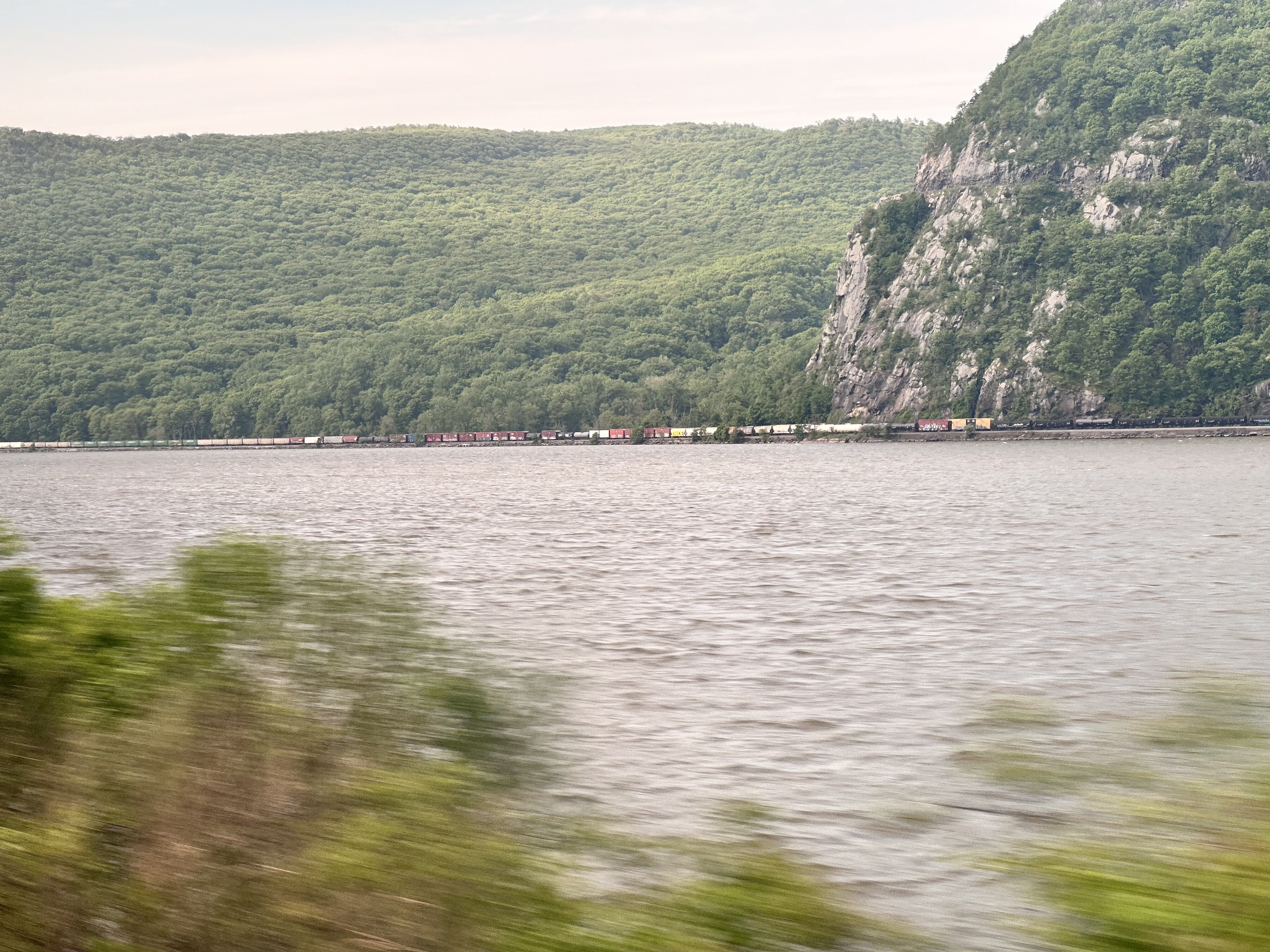 A CSX freight train winds its way up the West Shore hudson train line.